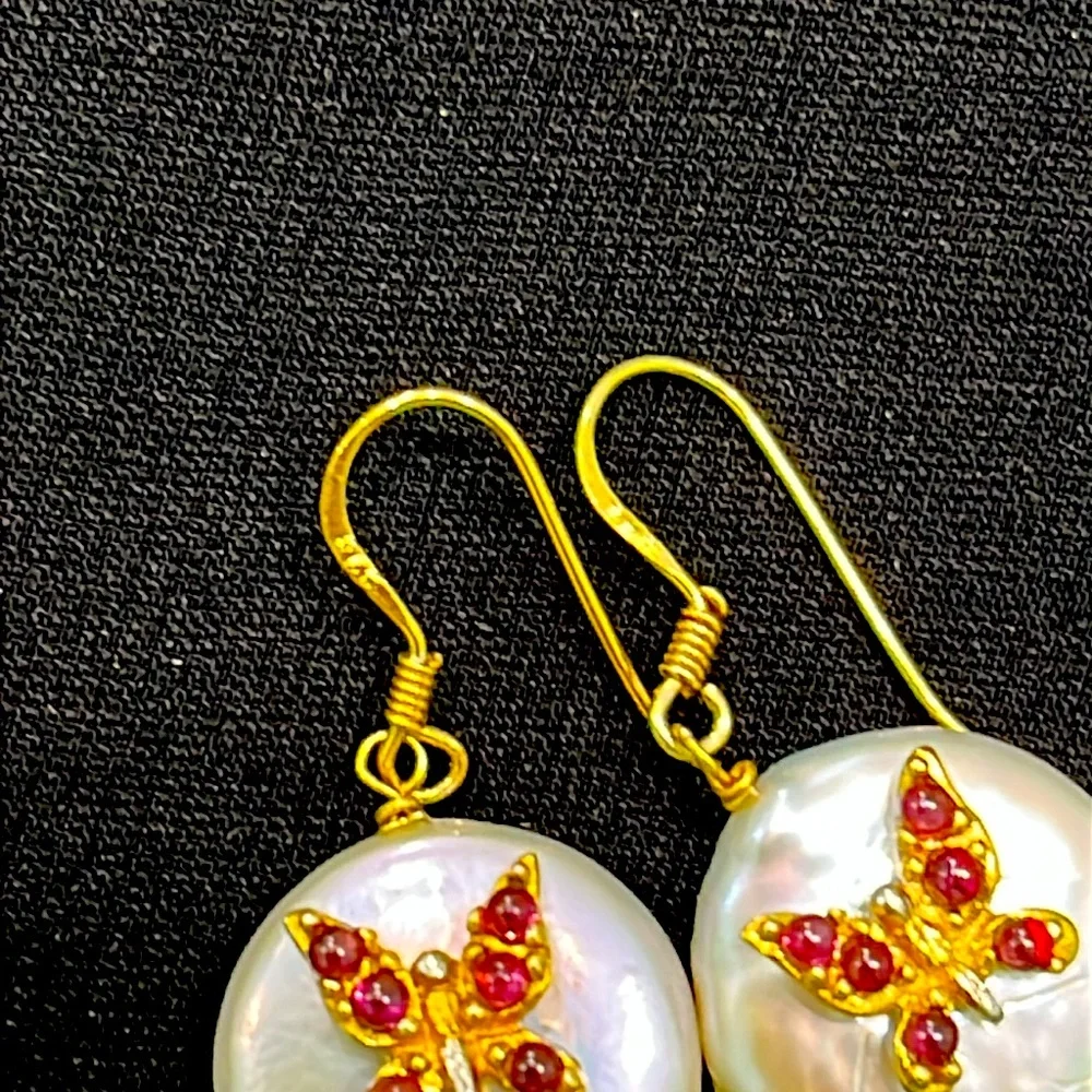 Garnet Pearl 14KGP Earrings